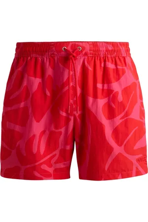 HUGO BOSS Leaf-print swim shorts