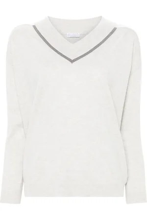 Brunello Cucinelli Monili-chain V-neck jumper
