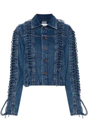 Jean Paul Gaultier Lace up-embellished denim jacket