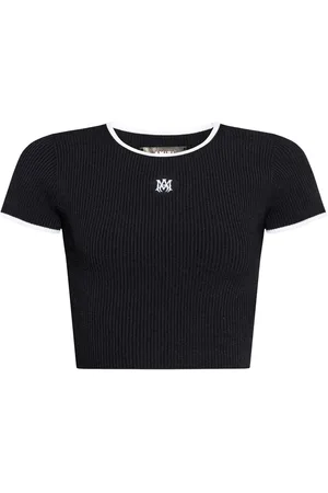 AMIRI Ribbed embroidered logo crop top