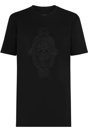Philipp Plein Skull-embroidered cotton T-shirt