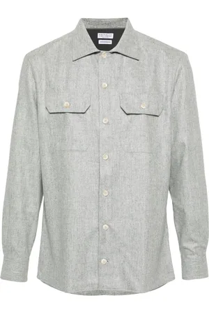Brunello Cucinelli Mélange-effect wool shirt