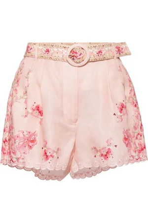 Camilla Blossoms and Brushs-print linen shorts