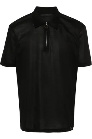 LOW BRAND Zip-up piqué polo shirt