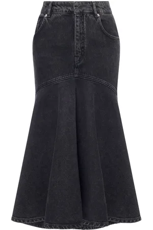 Serafini High-waisted denim midi skirt