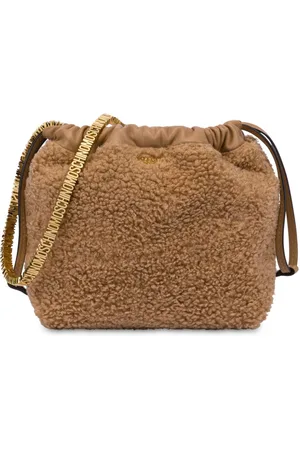 Moschino Logo-lettering faux-shearling shoulder bag