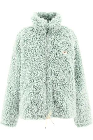 Marni Logo-appliqué faux-fur jacket