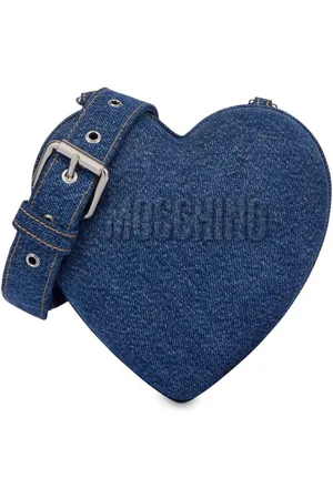 Moschino Logo-embossed denim heart bag