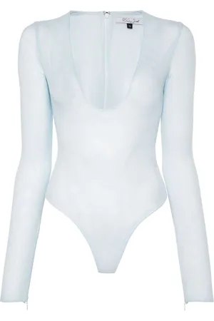 LAQUAN SMITH Scoop-neck mesh bodysuit