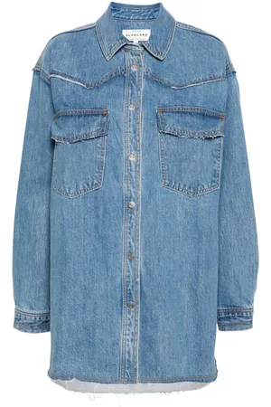 SLVRLAKE Western raw-cut denim overshirt