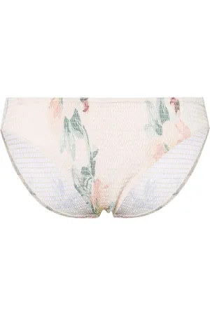 Totême Floral-print smocked bikini bottoms
