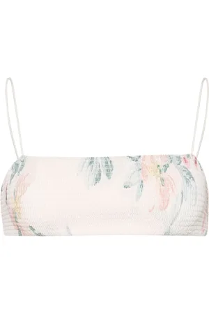 Totême Smocked bandeau bikini top