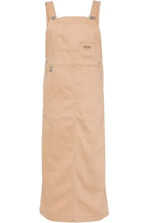 Chocoolate Logo-embroidered cotton dungaree dress
