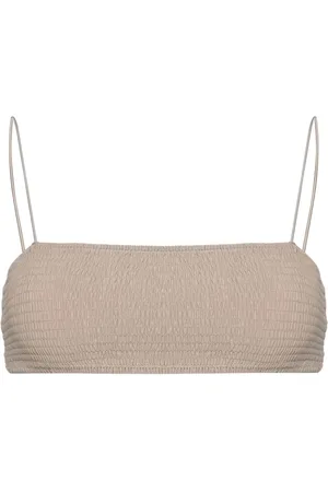 Totême Smocked bandeau bikini top