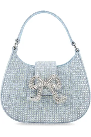 Self-Portrait Rhinestone Denim Cresct bag