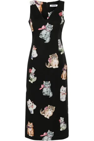 VIVETTA Cats-print midi dress