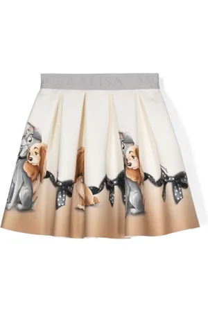 MONNALISA Graphic-print pleated skirt