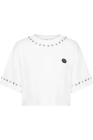 Philipp Plein Star-studded cotton cropped top