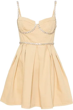 Self-Portrait Gem-embellished pleated mini dress