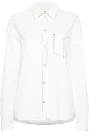 Totême Contrast-stitching organic cotton shirt