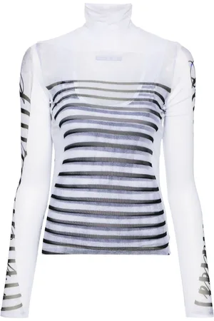 Jean Paul Gaultier Mesh-design striped T-shirt