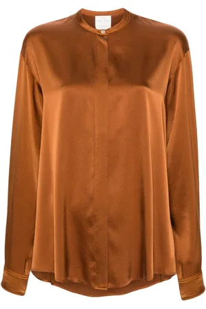 FORTE FORTE Band-collar satin shirt