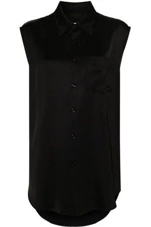 Maison Margiela Ripped-detail satin-weave shirt