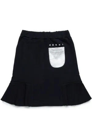 Marni Logo-print flared-hem skirt