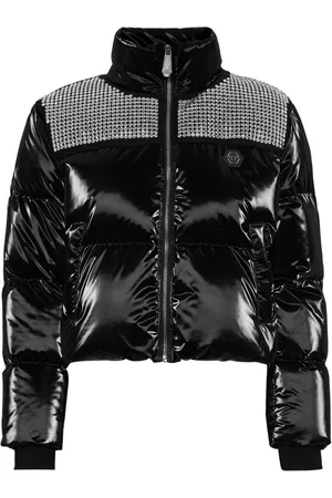 Philipp Plein Crystal-embellished cropped puffer jacket