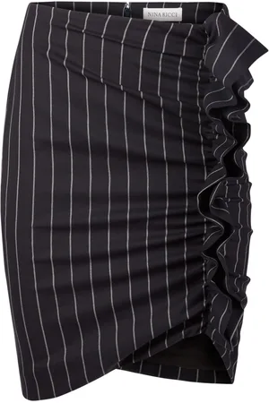 Nina Ricci Pinstripe Draped Mid Skirt