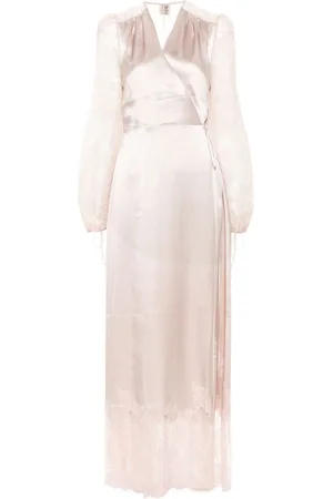 CARINE GILSON Lace-panels silk wrap dress