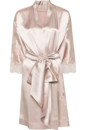 CARINE GILSON Calais-Caudry lace-trim silk robe