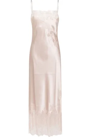 CARINE GILSON Calais-Caudry lace-trim silk gown