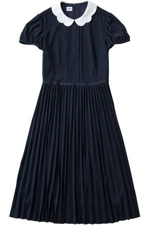 Familiar Pleated contrast-collar dress