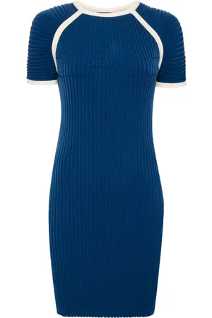 CHANEL 2000s contrasting-trim ribbed minidress