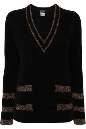 CHANEL 2004 V-neck cashmere-blend jumper