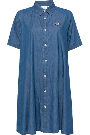 Chocoolate Logo-patch denim shirt dress