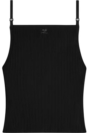Courrèges Logo-embroidered ribbed tank top