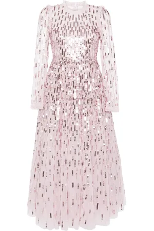 Needle & Thread Sequin-embellished long-sleeve gown