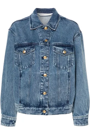 Palm Angels Embroidered-panel denim jacket