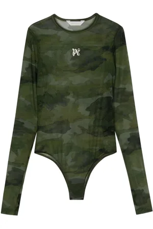 Palm Angels Embroidery-logo camouflage bodysuit