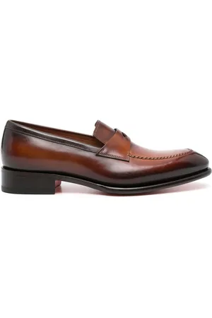 santoni Penny-slot leather loafers