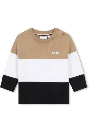 HUGO BOSS Logo-embroidered colourblock jumper