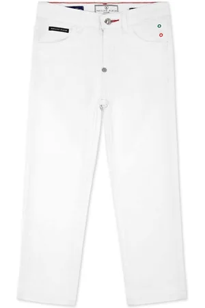 Philipp Plein Logo-embroidered cotton-blend jeans