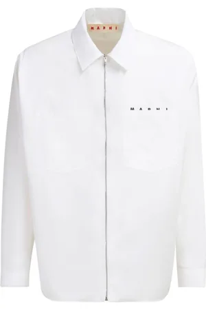 Marni Logo-print zip-up cotton shirt