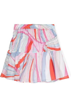 PUCCI Junior Marmo-print cotton flared skirt