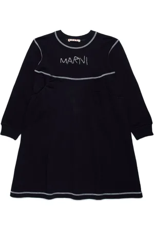 Marni Logo bead-embroidery long-sleeved T-shirt dress