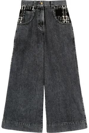 Palm Angels Monogram-pattern wide-leg jeans