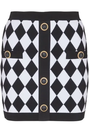 Balmain Diamond-intarsia knitted miniskirt
