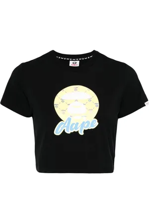 A Bathing Ape Cotton blend cropped logo T-shirt
